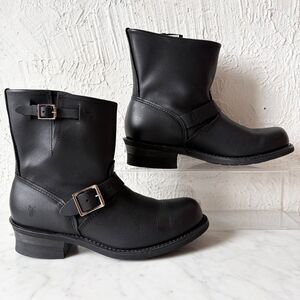 Frye Viv Short Engineer Boots Women's 9.5 Black Leather Moto Harness Biker USA